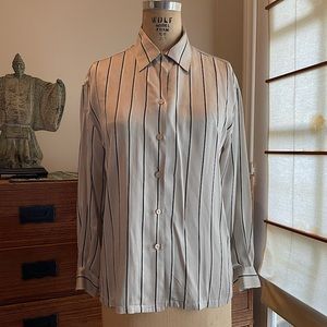 Beige Striped New York City Design Co. Silk Top